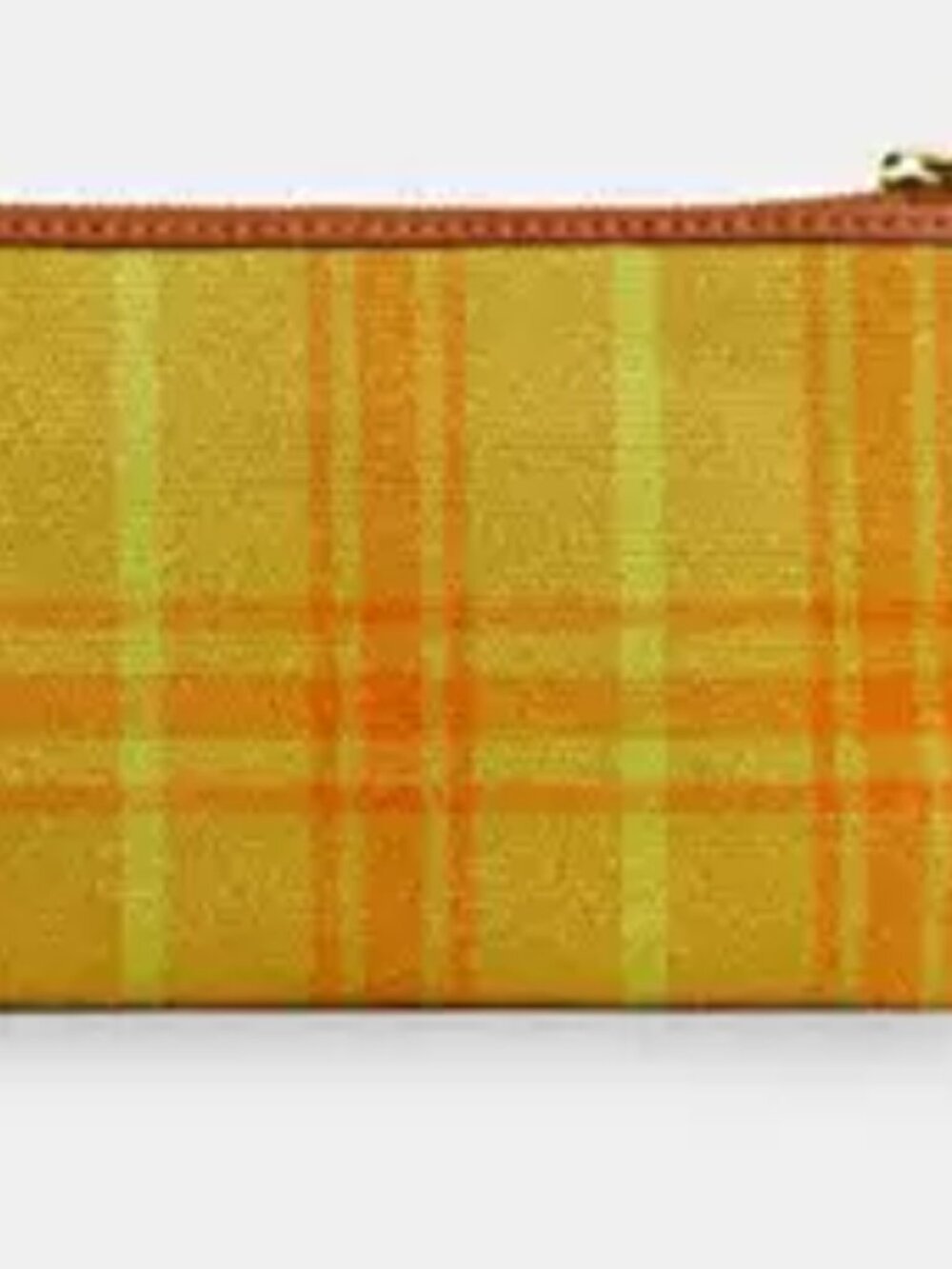Coach Corner Zip Wristlet In Regenerative Cotton With Plaid Print | BNWT - Picture 3 of 3